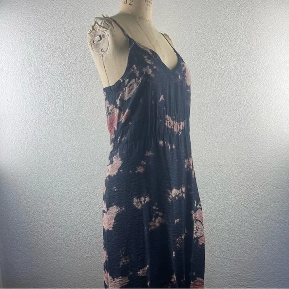 Anthropologie l XS LACAUSA Crinkle Rayon Tie Dye Knotted Hem Slip Dress Cover-up